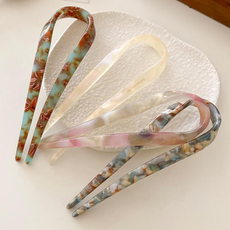 Retro U-shaped Acetate Hairclip for Women Elegant Temperament Ponytail Hairpin Fashion Girls Hair Accessories