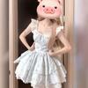 (Original Jacquard) Sweet and cute little flying sleeve dress, summer daughter feeling, waist and thin princess style tutu