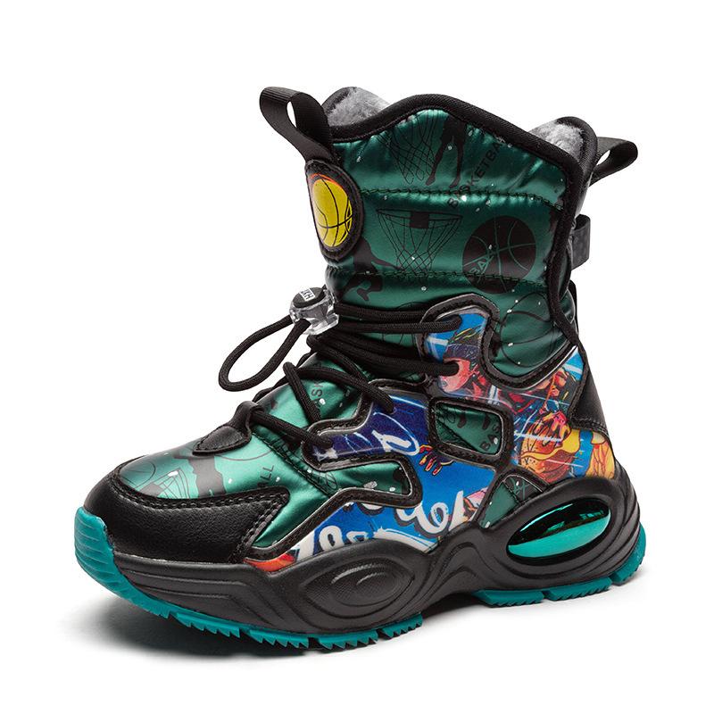 Boys shoes snow boots with children's long cotton boots piled thickened medium and older children's large cotton shoes Velcro cotton boots