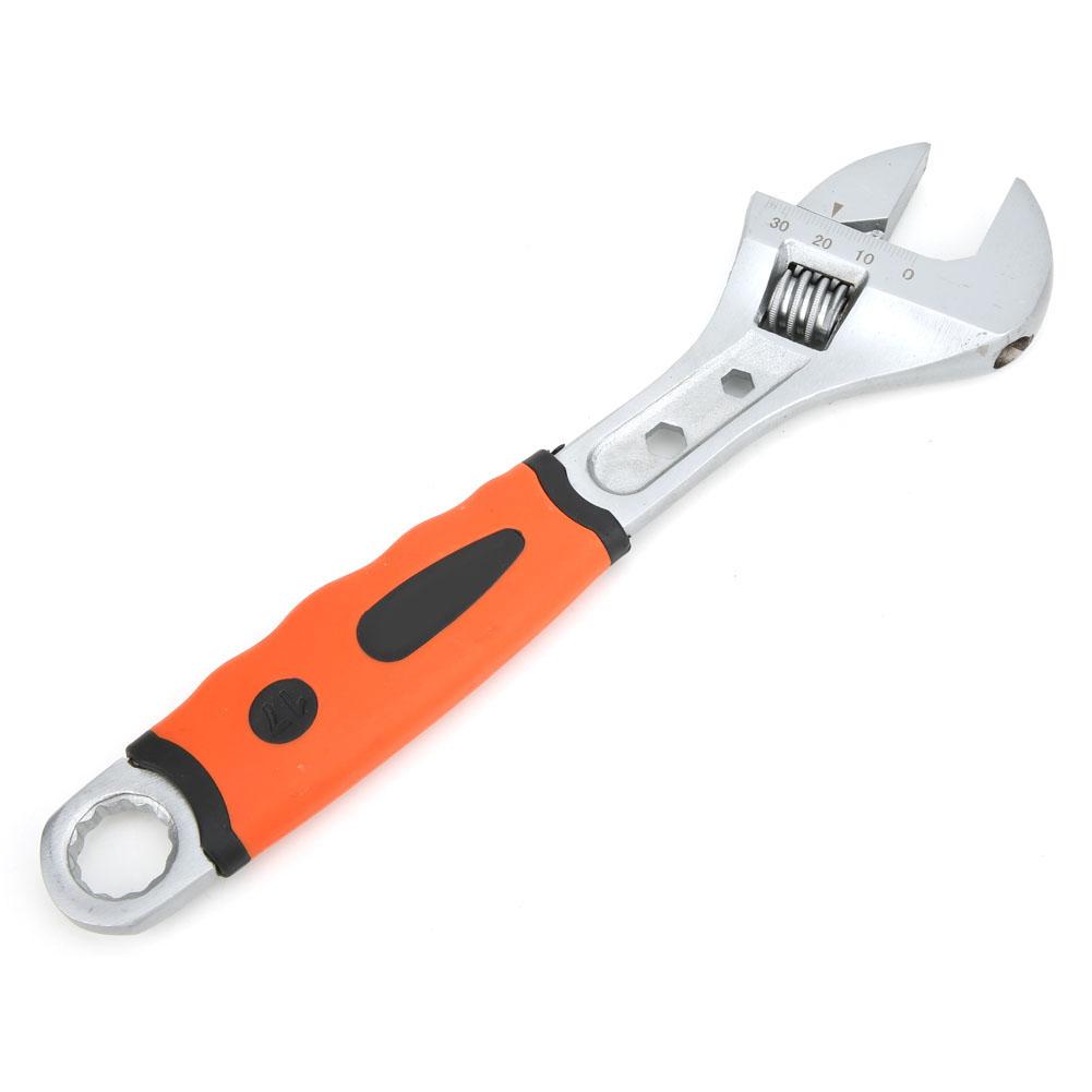 810 Inch Adjustable Wrench Multifunction Nonslip TPR Handle Spanner Auto Repair Tool(10 inch )