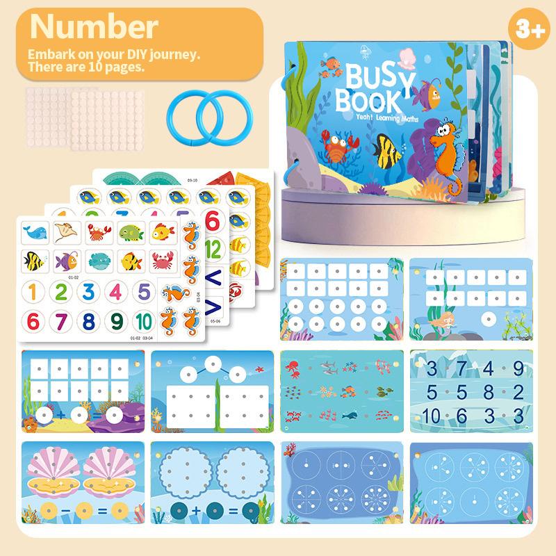 Children Busy Book Matching Number & Letter Games Animals Vehicles Dinosaurs Stickers Interactive Learning Activity Book TMZ