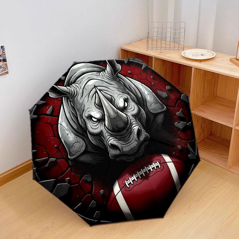 FootballAnimals Pattern Pattern New Style Umbrella, 1 Piece Automatic Folding Umbrella, Portable Travel Umbrella, Outdoor Umbrella, Birthday Gift