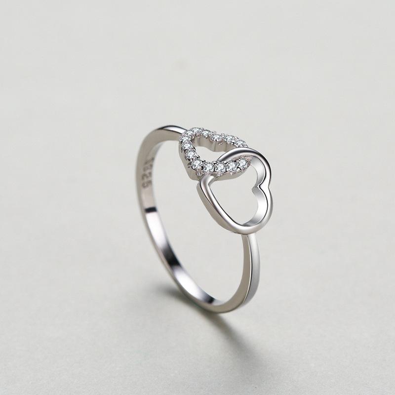 Ada Jewelry Joya De Plata Dainty Hearts Design Zircons Women 925 Sterling Silver Rings for Women