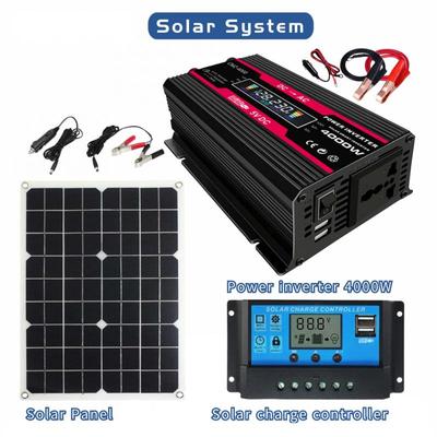 Güneş Paneli Sistemi Kiti Araba Güç İnvertörü 12V ila 110V 220V LED Ekranlı Otomobil Aksesuarları Gerilim Trafosu