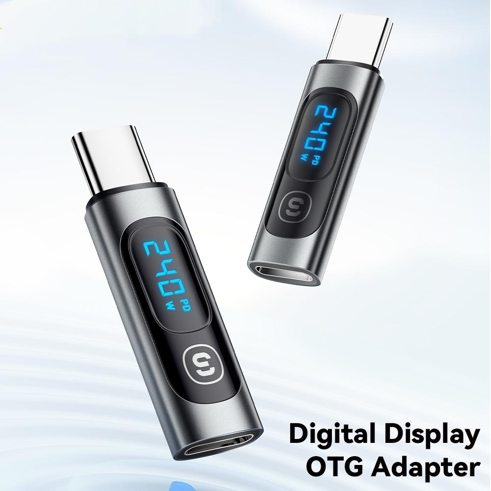 Adaptateur USB C 240W Type C vers USB C 3.0 2.0, connecteur OTG, affichage numérique, adaptateur de données 100W pour Macbook Pro Air Samsung