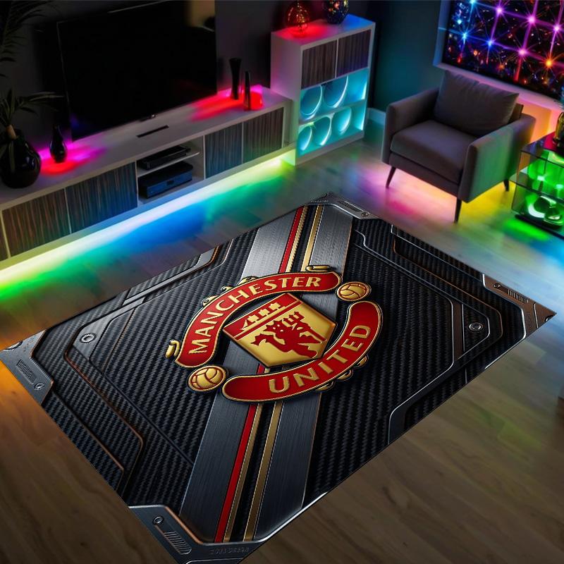 Design Manchester United Křišťálový sametový koberec Útulný Ne?Protiskluzová tištěná předložka do ložnice, obývacího pokoje, předsíně
