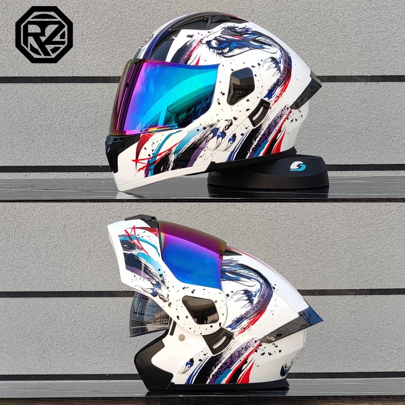 ORZ Personalised Motorcycle Full Face Helmet Men Women Fashion Dual Lens Helmets Motocross Racing Modular Flip Up Casco Moto