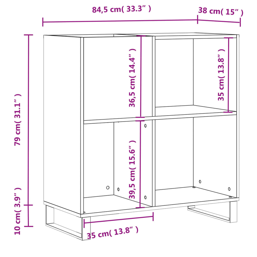 Record Cabinet Gray Sonoma 33.3 x 15 x 35 inches (W x D x H) Particleboard