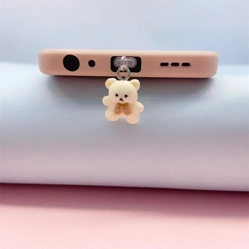 Phone Dust Plug Pendant for iPhone Samsung Xiaomi Type-C/iOS /Micro USB Interface Universal Dust Plug Cute Little Bear