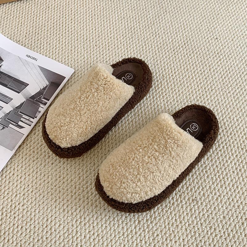 Mao Mao papucs női viselet 2025 ősz és tél új internetes híresség szuper menő báránygyapjú ins divat vastag talpú otthoni pamut felmosó