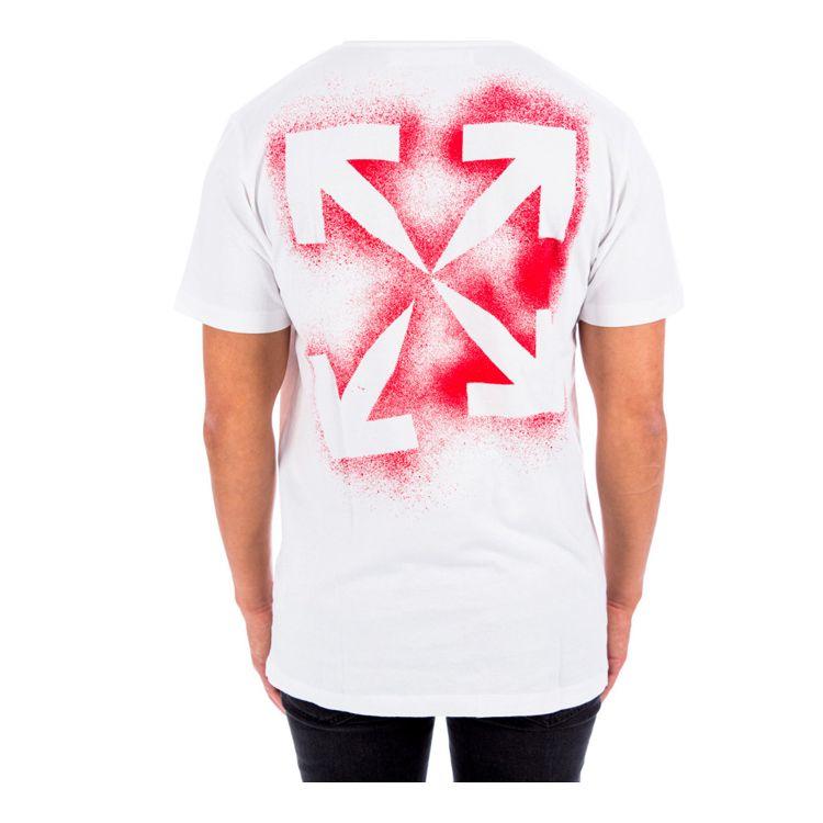 Off-White Stencil Short-Sleeve Slim Tee White/Red Men Tops OMAA027E20JER0060125