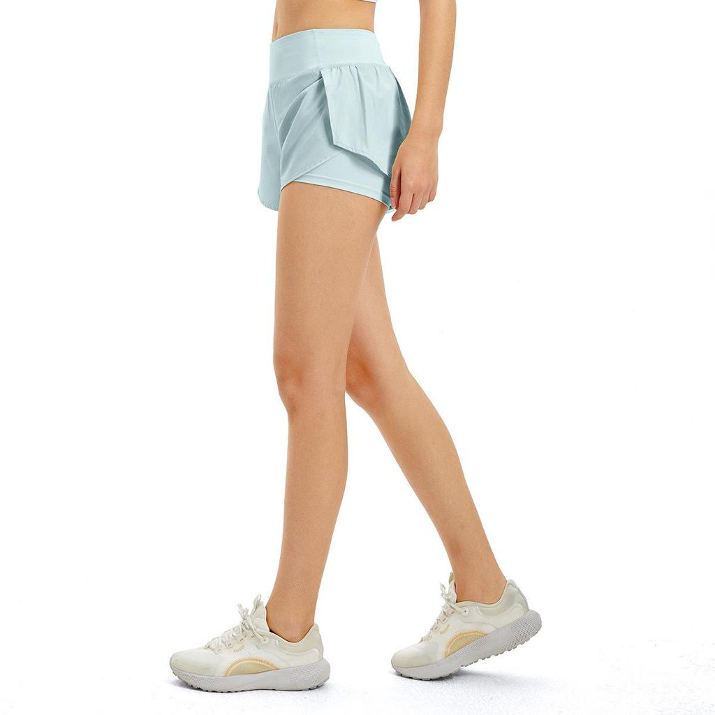 Women's Double-Layer Quick-Dry Sports Shorts: Anti-Exposure, Breathable, for Running, Yoga, Fitness.