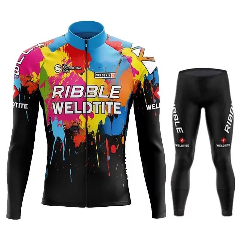 2026 White  Cycling Jersey Set Ribble Weldtite Cycling Clothing Autumn Men Road Bike Shirt Bicycle Tights Mtb Maillot Culotte