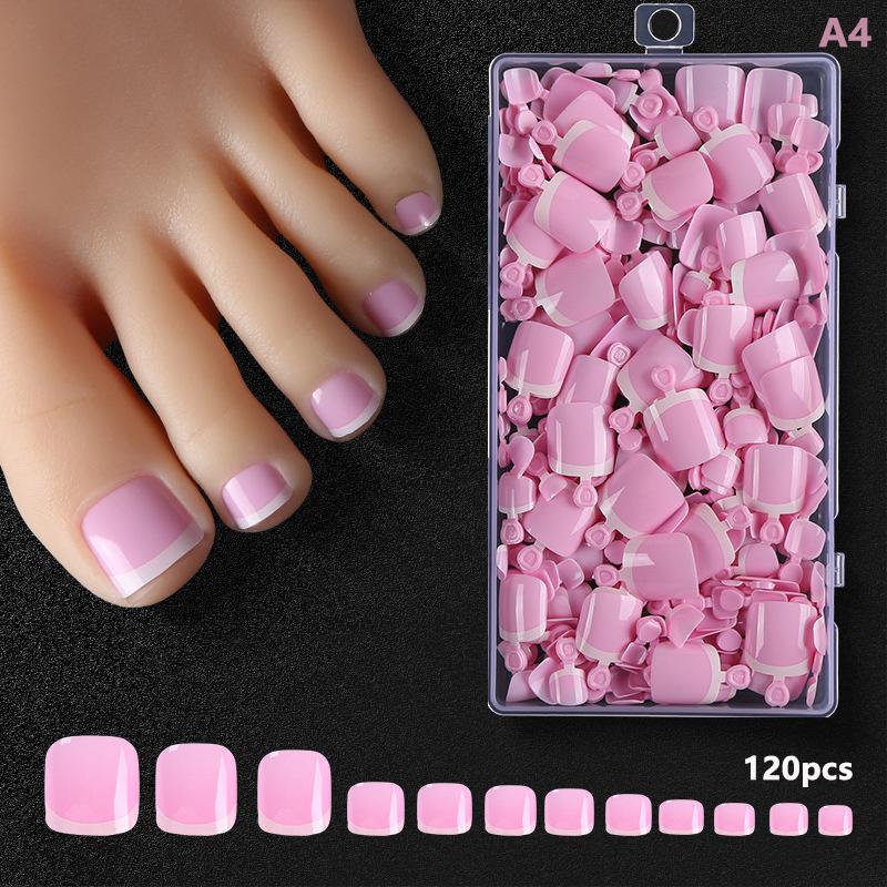 

120 шт. накладных ногтей во французском стиле для полного покрытия квадратных ногтей, быстрый и удобный инструмент для маникюра A4