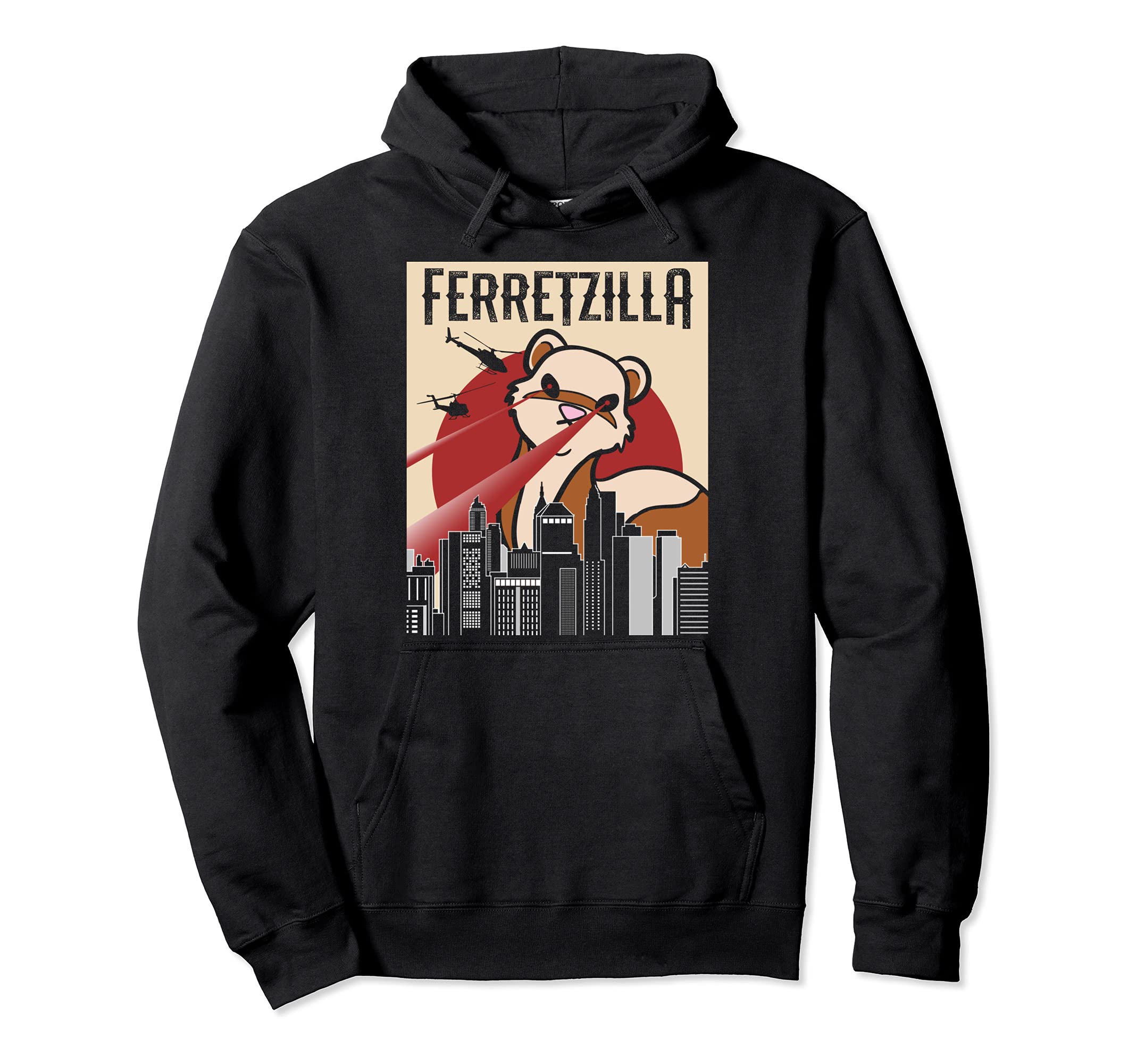 

Ferret Ferret Zilla Monster Laser Beam City Attack Helicopter Hoodie чорний