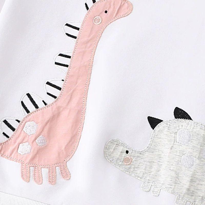 Girls' Dinosaur Sweatshirt Spring and Autumn Children's Clothing Casual Round Neck Long-Sleeved Top Children's Pullover Clothes
