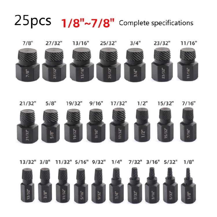 10/25Pcs Screw Extractor Set 3.2-10.3mm Heavy Duty Hex Head Screw Extractor Set