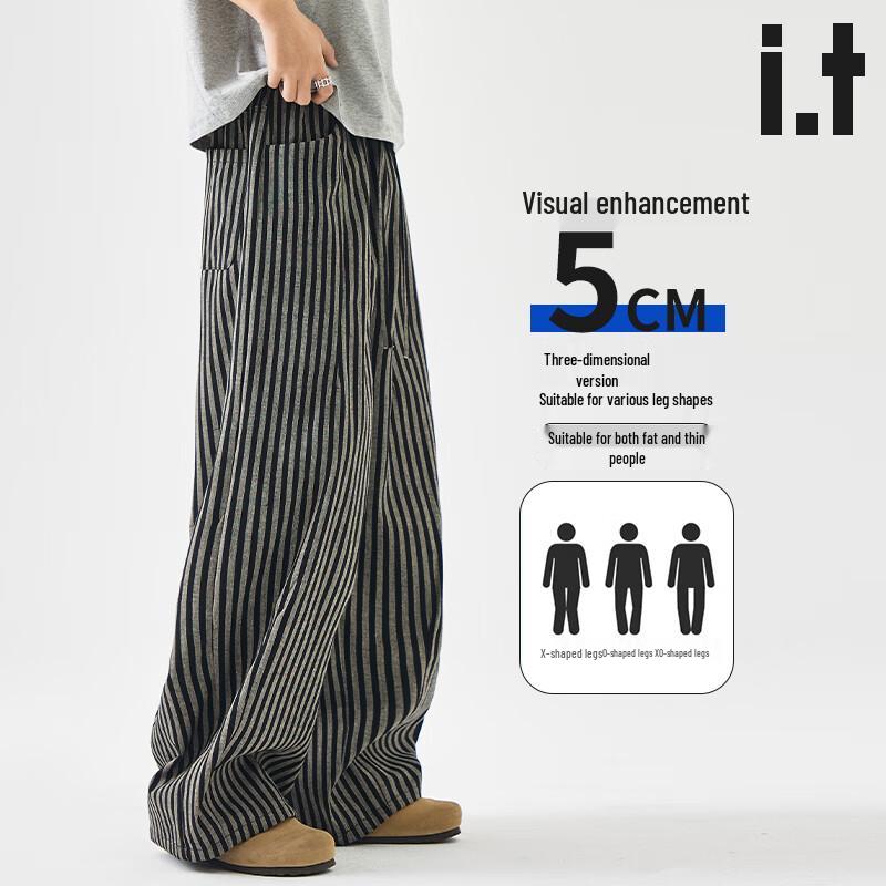 Men's :CHOCOOLATE Striped Wide-Leg Loose Fit Casual Pants