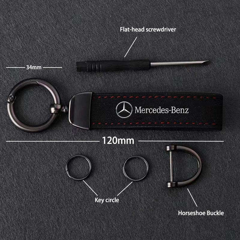 GLC GLB Suede Leather Keyrings Luxury Car AMG Keychain Accessories For Mercedes Benz W204 W205 W203 W211 W212 W213 W201 W210 W1