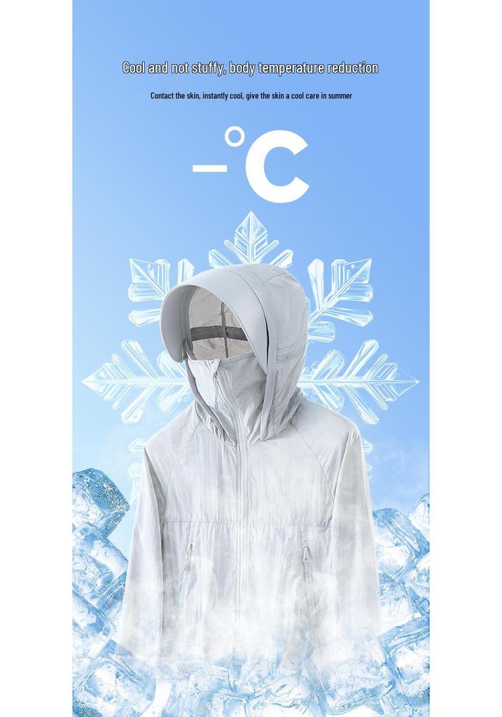 Unisex UPF50+ UV Protection Ice Silk Windbreaker with Large Brim