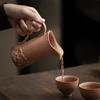 Coarse Pottery Retro FairnessCup Old Rock Mud Relief Pilgrimage Handheld Tea Pitcher Kung Fu Ceremony Pouring Vessel Brewing Set
