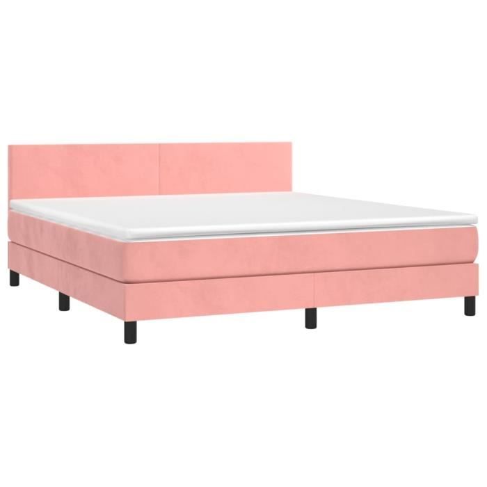 3141196 vidaXL Divan Bed with Mattress Pink 160x200 Cm Velvet