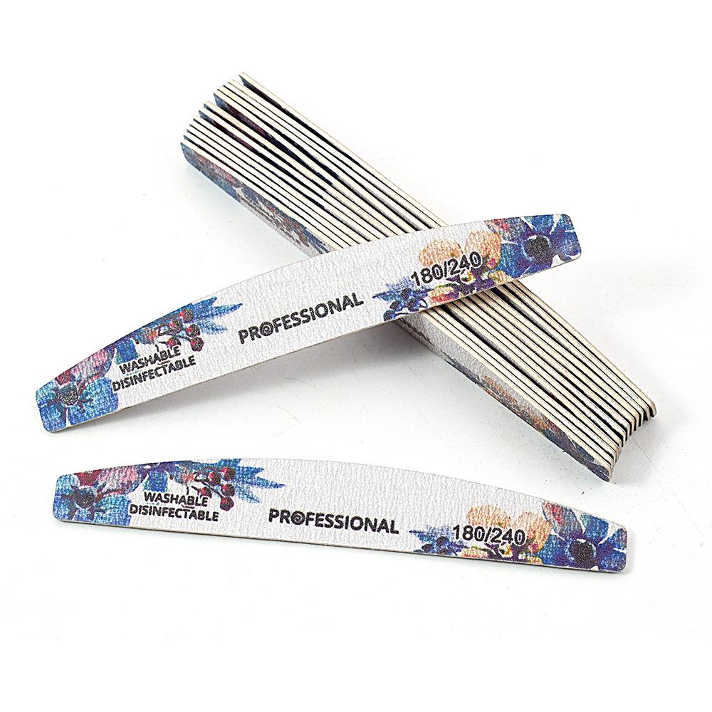 Available: Gray Professional Wood Nail File with Rose Design - Thin, Washable, for Shaping and Polishing Nails