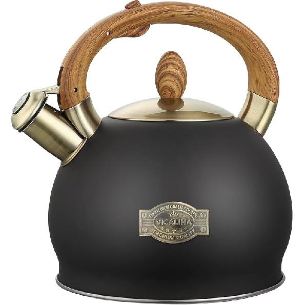 Tea Kettle & Tea Pot, 2.64 Quart Food Grade Stainless Steel Induction Whistling Tea Kettle for Stove Top Home Daily Use Teapot with Cool Touch