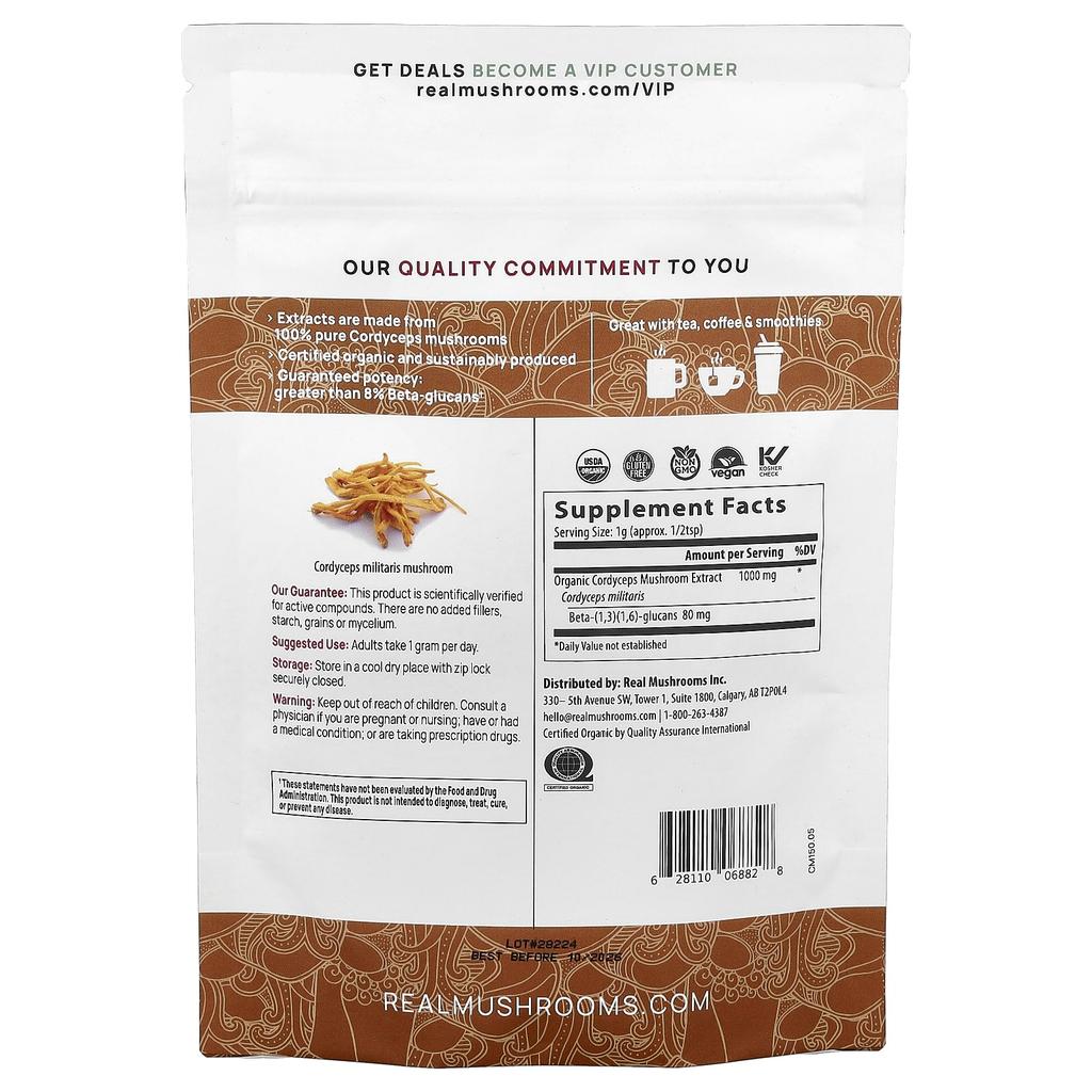 Cordyceps-M™, Organic Mushroom Extract Powder, 150G(5.29Oz)