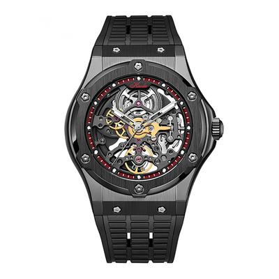 HAOFA Skeleton Automatic Mechanical Watch with Power Hollow Luminous Water Gift for Men Men's 80-Hour Reserve, Dial, Hands, Resistant, Men's