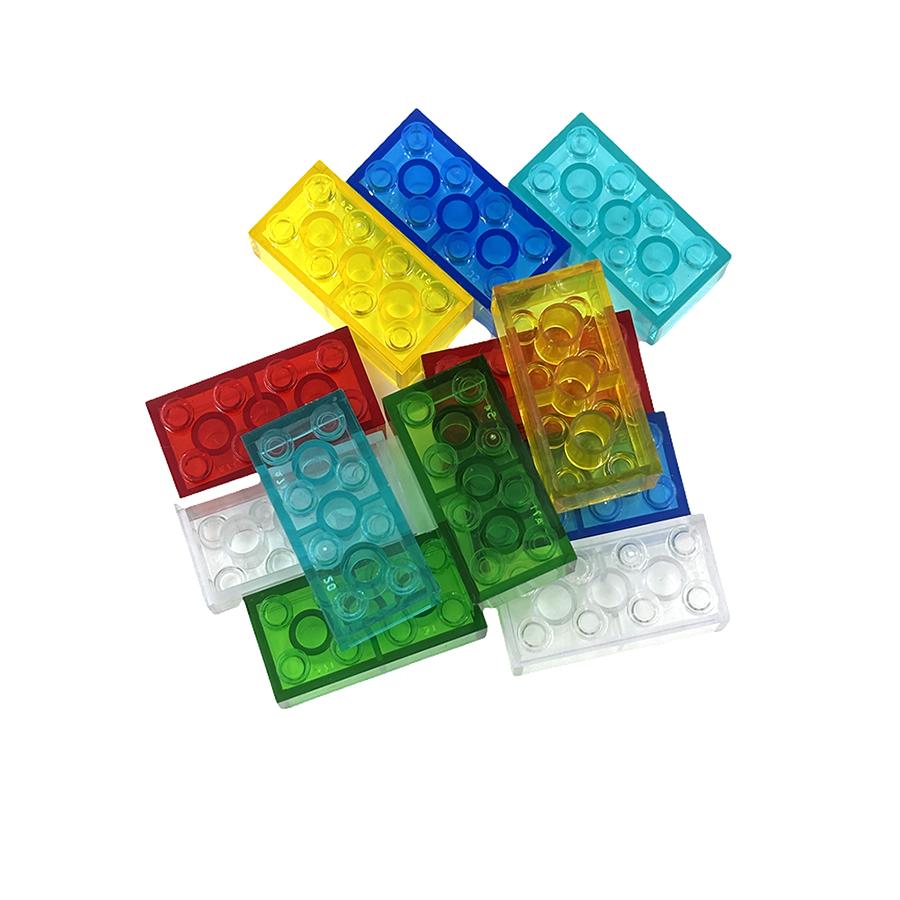 10pcs 2x4 Dots Small Particle Transparent Clear Brick Building Block Parts Toys for Children DIY House Waterfall Compatible 3001