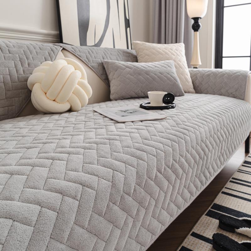 

Плюшевое Однотонное Противоскользящее Зимнее Полотенце для Диванов Геометрический Кирпичный Узор Чехол для Дивана 90x70cm