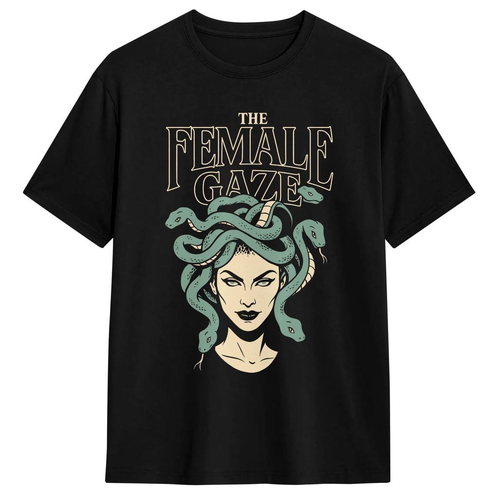 Unisexs The Female Gaze Petrify The Patriarchy Feminist Medusa T Shirts Cotton Top Tees Summer Vintage Short Sleeves Tshirt Gift
