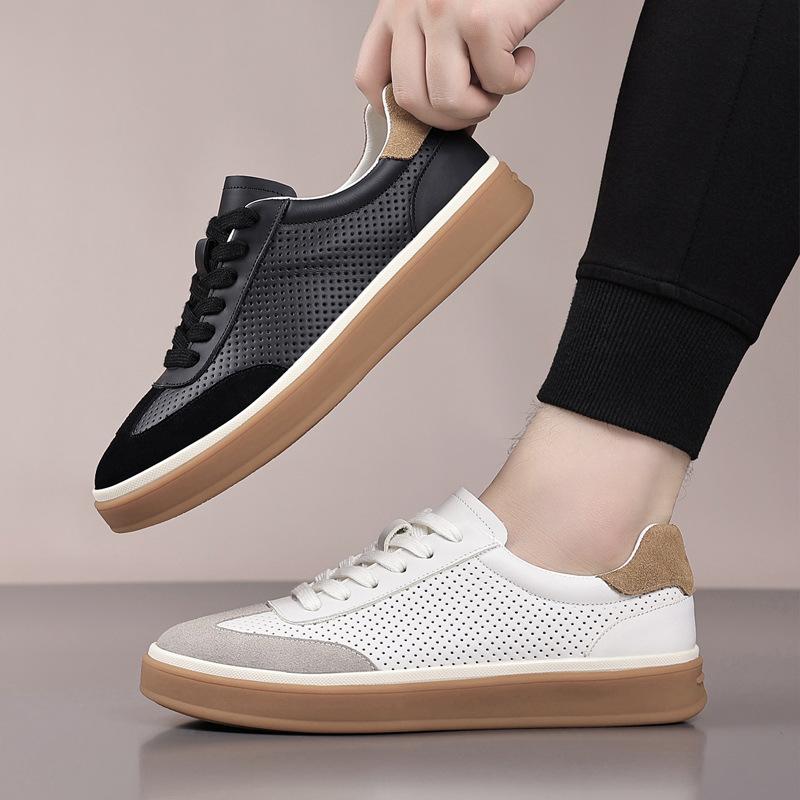 The First Layer of Cowhide Men's Hollow Breathable Punched Sandals Men's Casual Moral Training Shoes Men's Shoes