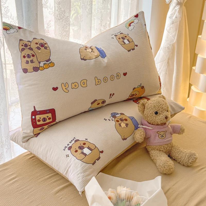 Povlečení Capybara Queen Size 4ks pro milovníky Kapybary Kluci Dívky Dárky Kreslený povlak na přikrývku Oboustranný povlak na přikrývku na kávu