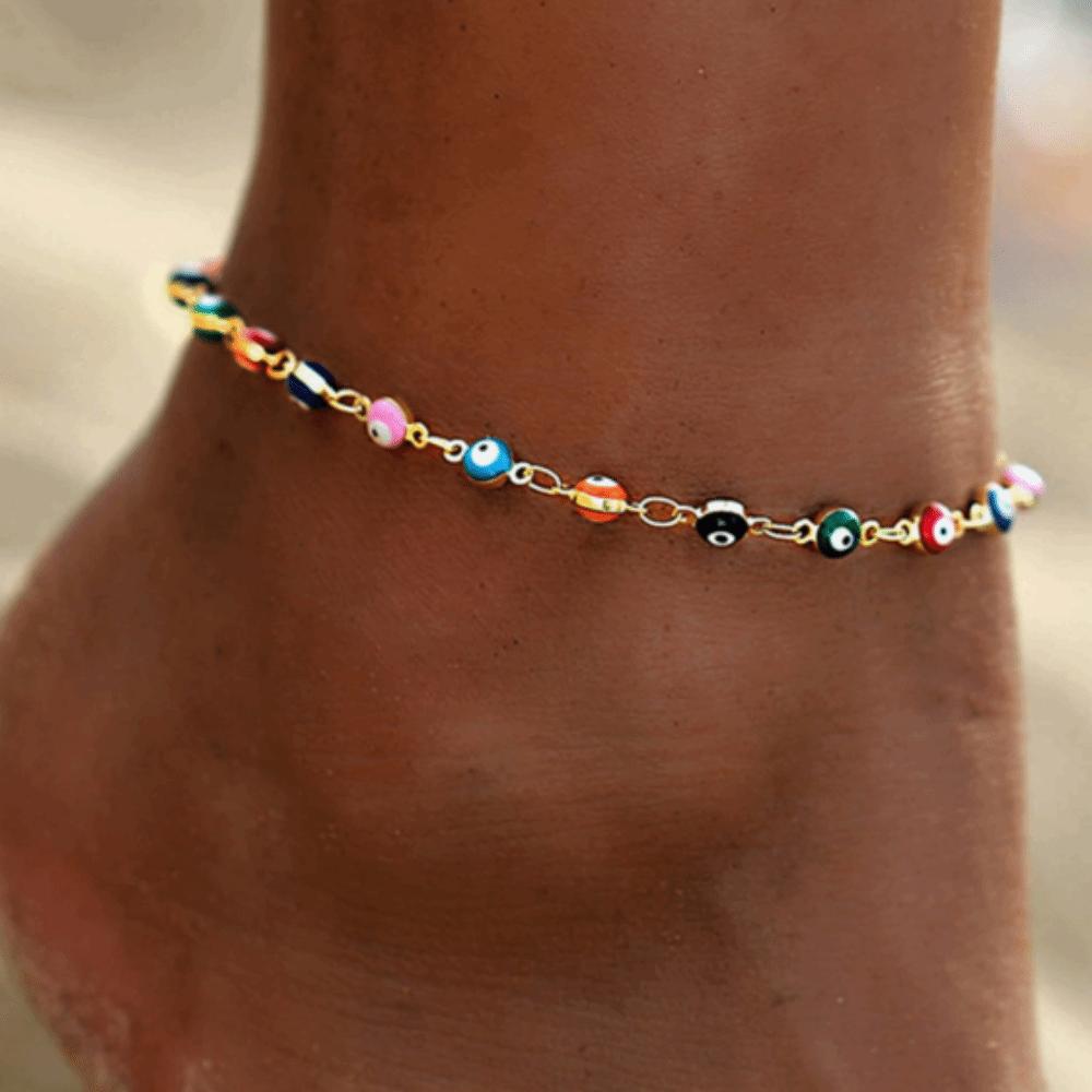

Stainless Steel Blue Eye Necklace Enamel Colorful Anklet Fashion Demon Eye Bracelet For Women Style C Anklet