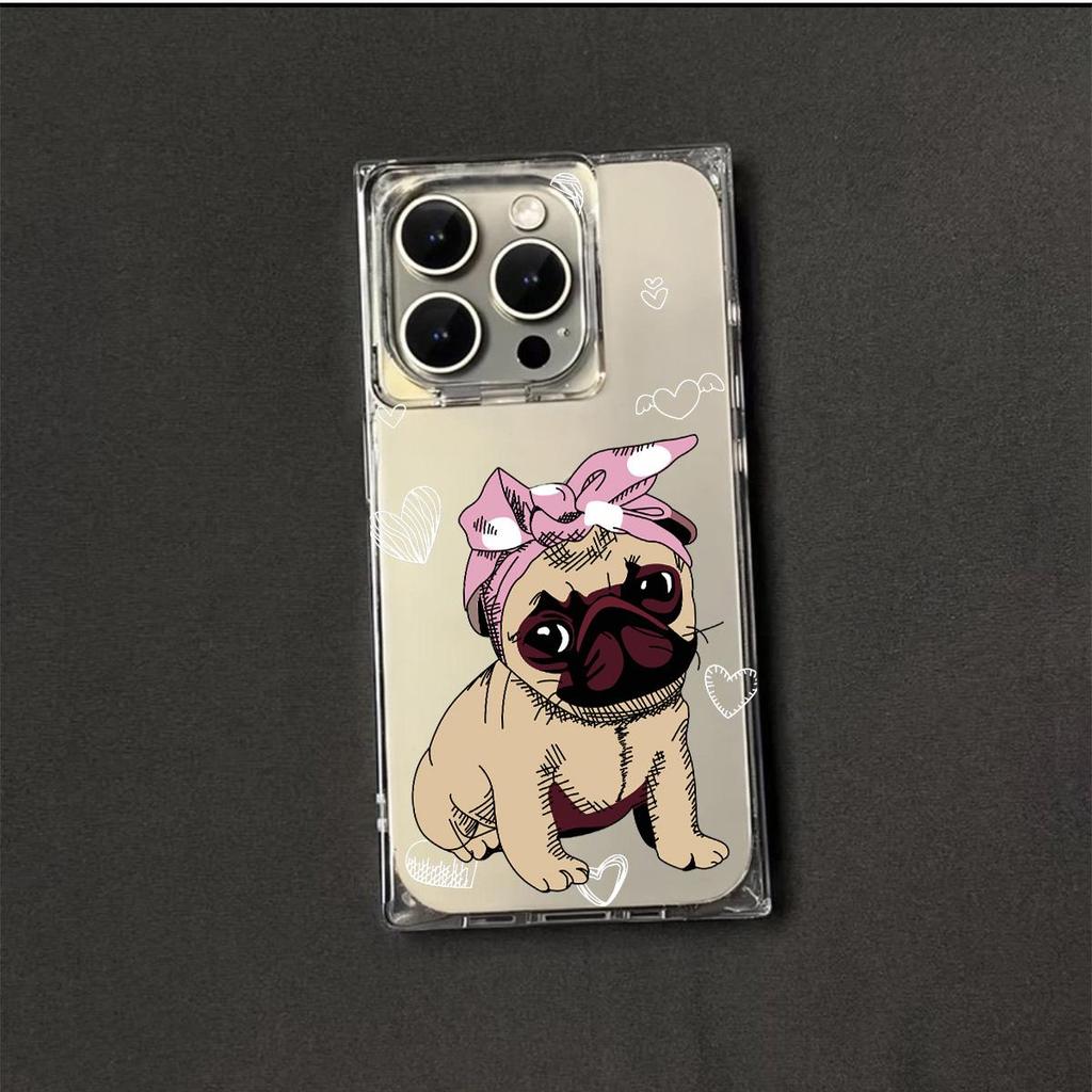 Clear Square Back Tube Case Protection For iPhone 14 Pro Max 16 ProMax 11 12 15 Plus 13 Anti-Oxygen,Cute Dog Pattern Casing