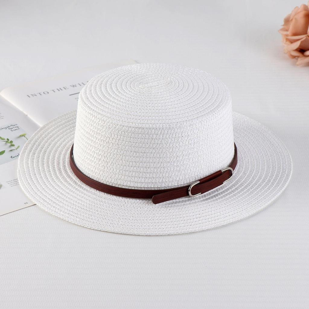 Women's Retro British Style Sun Hat with Rhinestone Letter & Leather Belt