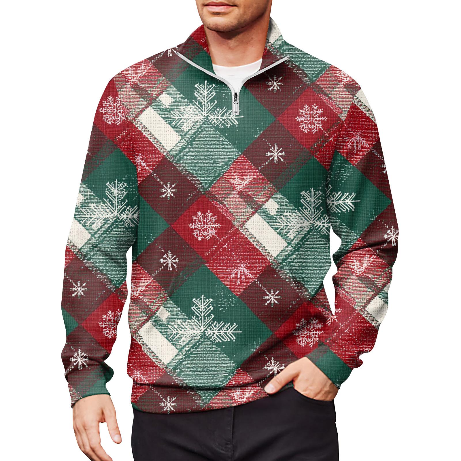 

Men s Loose Casual 1/4 Zip Sweatshirt Fashion Printed Long Sleeve Top With Pockets XL