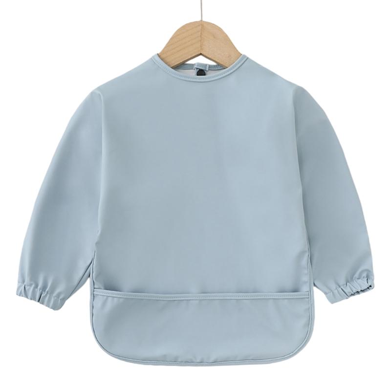 

Reusable Watertight Art Smock for Eating Feeding Drooling Cloth Apron with Pocket Baby Toddler Long Sleeved Cloth Scarf M синий