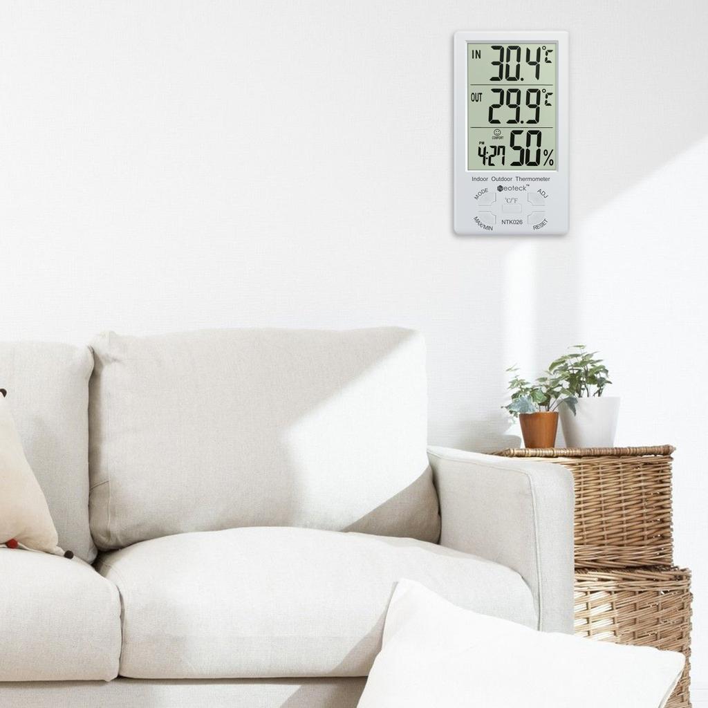 Neoteck With LCD Digital Temperature and Humidity for Home Heatstroke Warranty Thermo-Hygrometer ±1°C Accuracy, Sensor, Indoor/Outdoor Measurements,