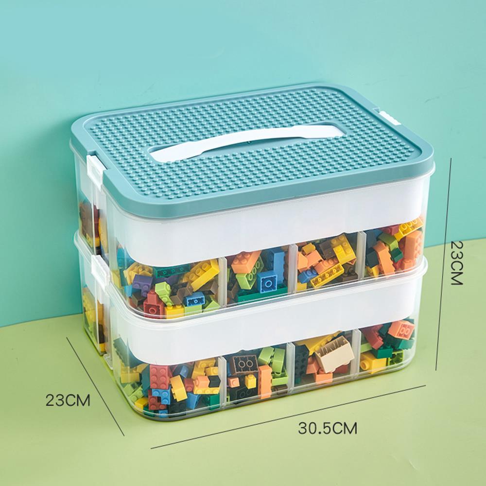 

Stackable Building Block Storage Box Transparent Dustproof Moisture-proof Plastic Storage Boxs Kids DIYToy Organizer With Handle зелёный
