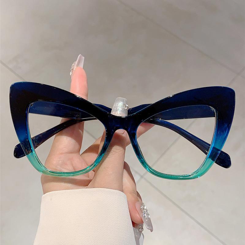 

Модные женские очки в европейском и американском стиле, ретро, с большой оправой «кошачий глаз», блокирующие синий свет, с уникальной цветовой блокировкой.