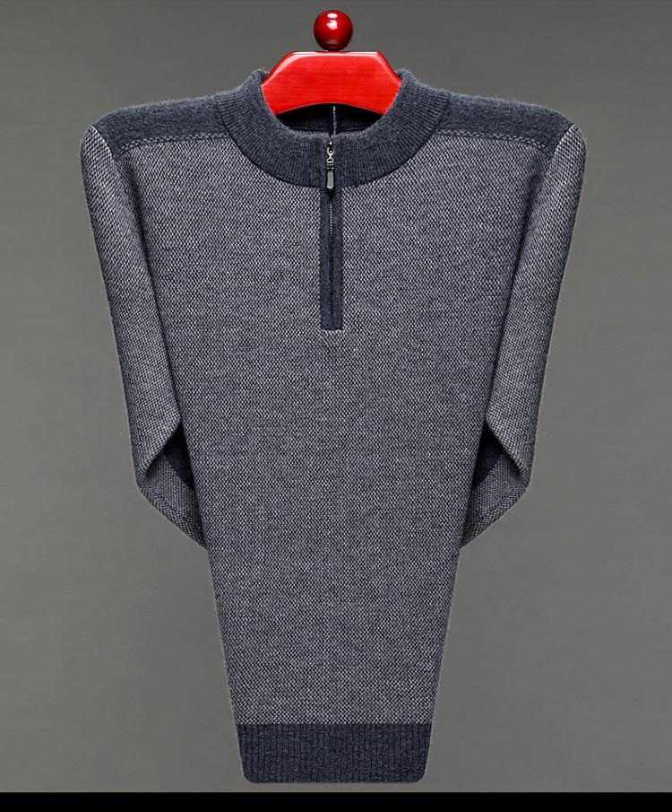 Men's Thick Warm Wool Half-Zip Sweater for Autumn/Winter - Middle-aged Base Layer Dad's Outfit