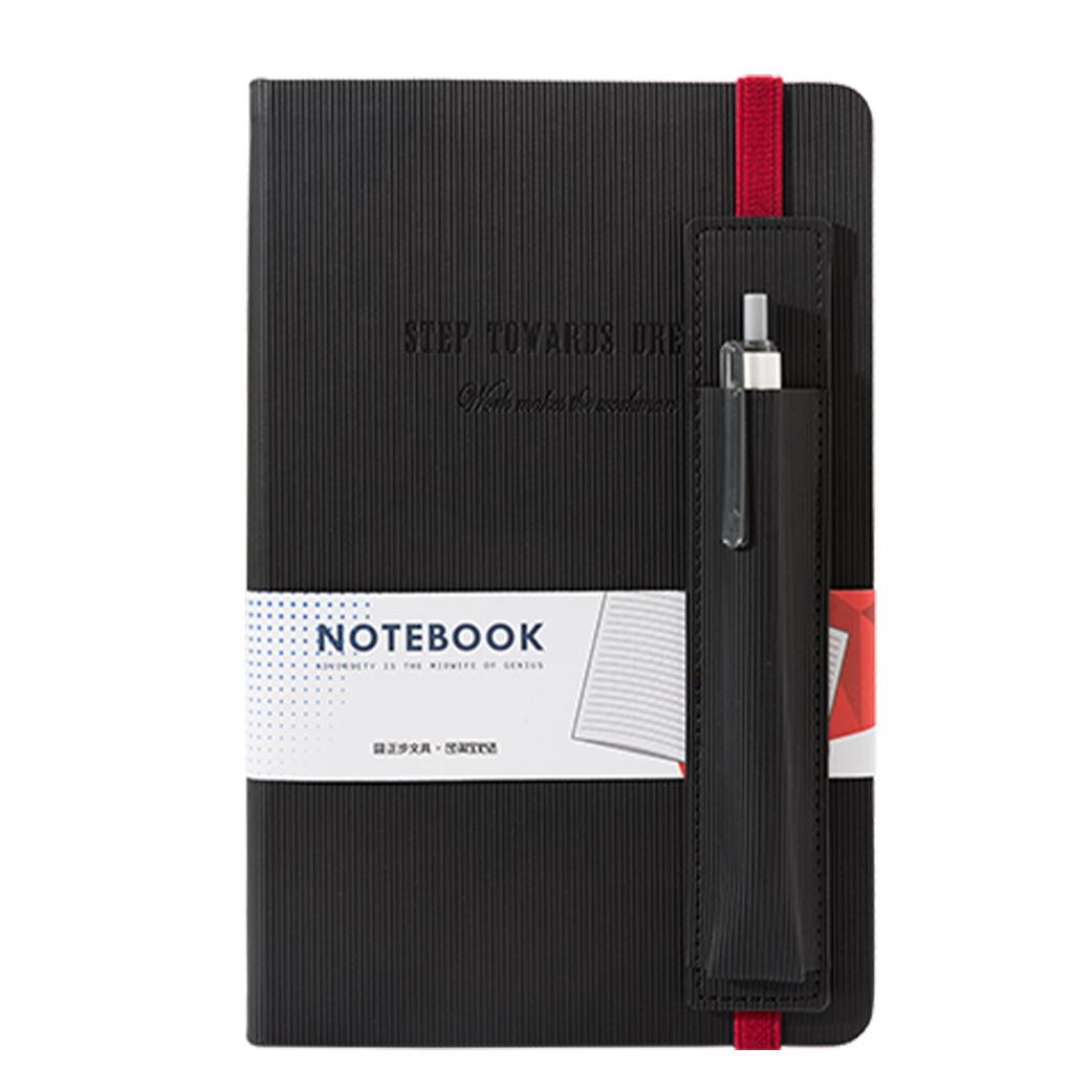 Customized A5 Agenda 2022 Planner Notebook Hardcover PU Leather Journal With Pen Holder (Black,A5&Cover size:148*210 mm(A5))