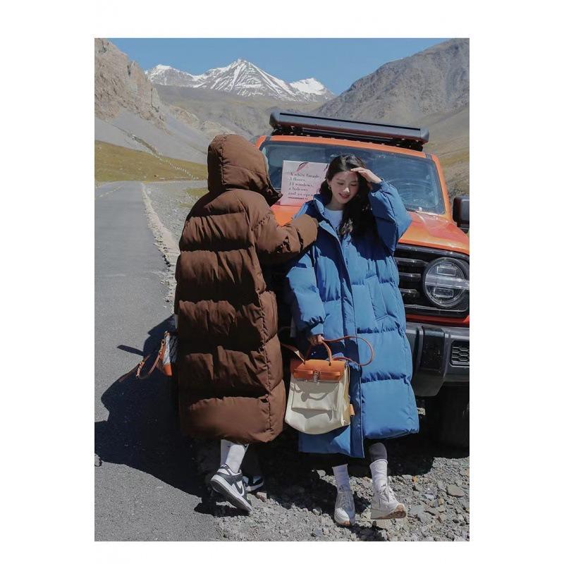 Down Cotton-padded Clothes for Women's Winter New Medium and Long Knee-padded Jackets, Loose and Thickened Bread Clothes and Cotton-padded Clothes.