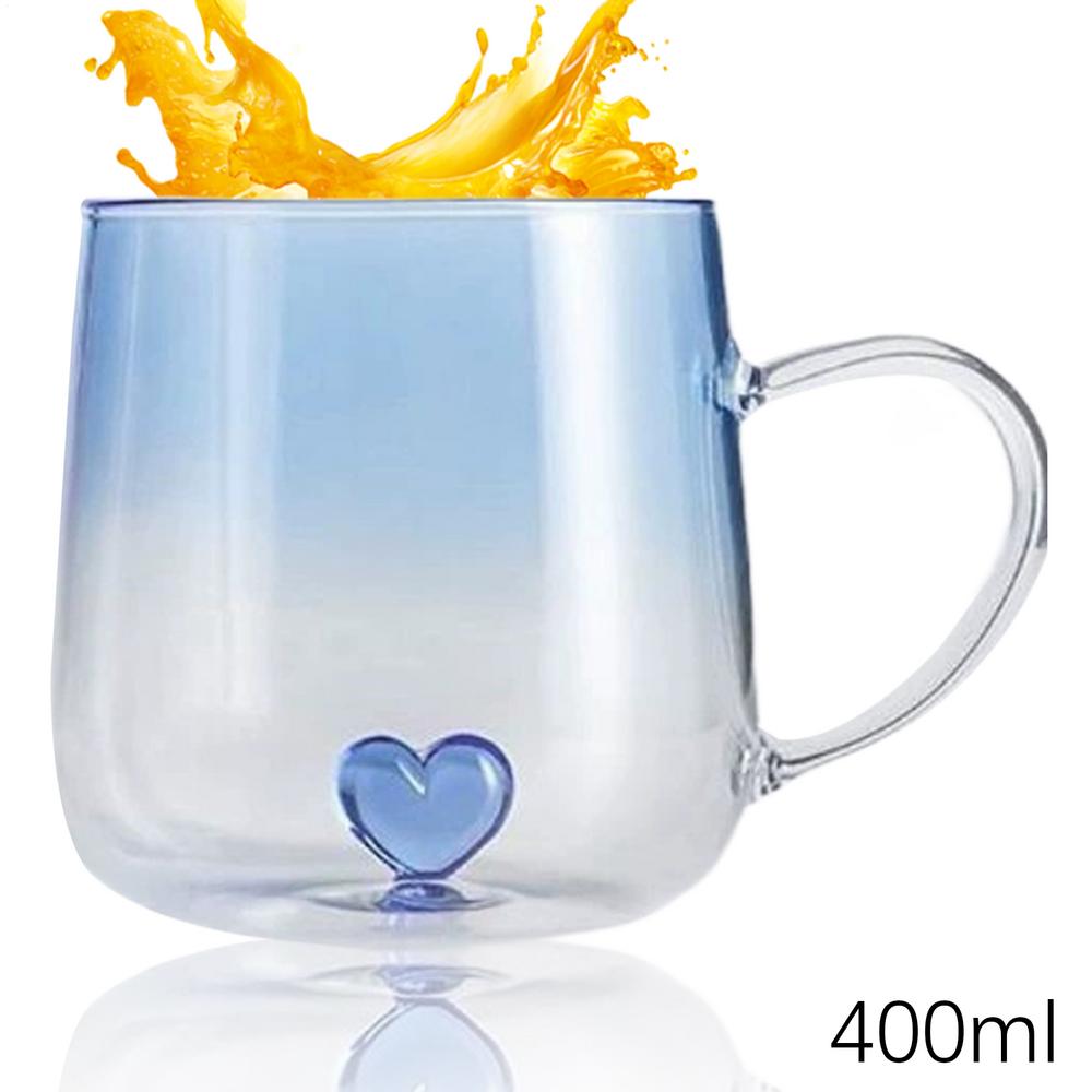 Gradient Colored Love Glass Cup Couple Breakfast Milk Cups Transparent Drinking Glasses for Juice Iced Coffee Mugs Drinkware