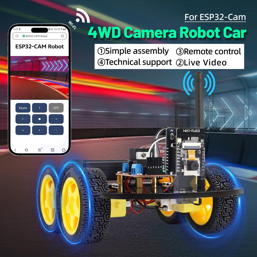 Keyestudio ESP32-Cam 4WD&2WD Robotbilsett WIFI&Kamera Smartbil For Arduino ESP32 Robot Studer Programmering Prosjekt Robotsett