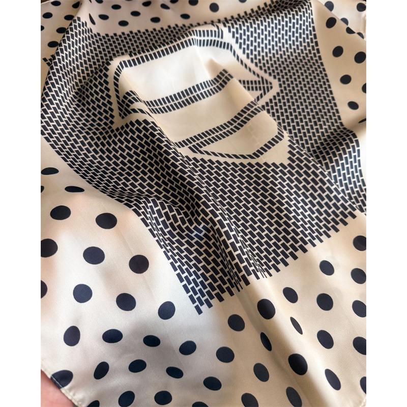 Women S Polka Dot Printed Silk Like Square Scarf For Summer