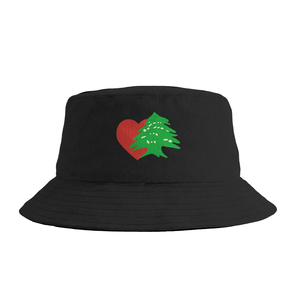 Lebanon Cedar Tree Red Heart Bucket Hat Spring Fashion FisherUnisex Hats For Unisex Breathable Beach Travel Caps Hawaii Sun Hats